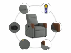 Sillón de relax | Sillón reclinable de masaje de tela gris oscuro SHL4404 Gris antracita