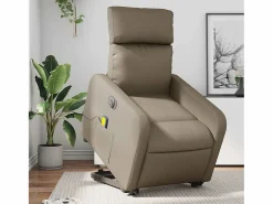 Sillón de relax | Sillón reclinable de masaje eléctrico cuero sintético capuchino SHL8939^ Hot