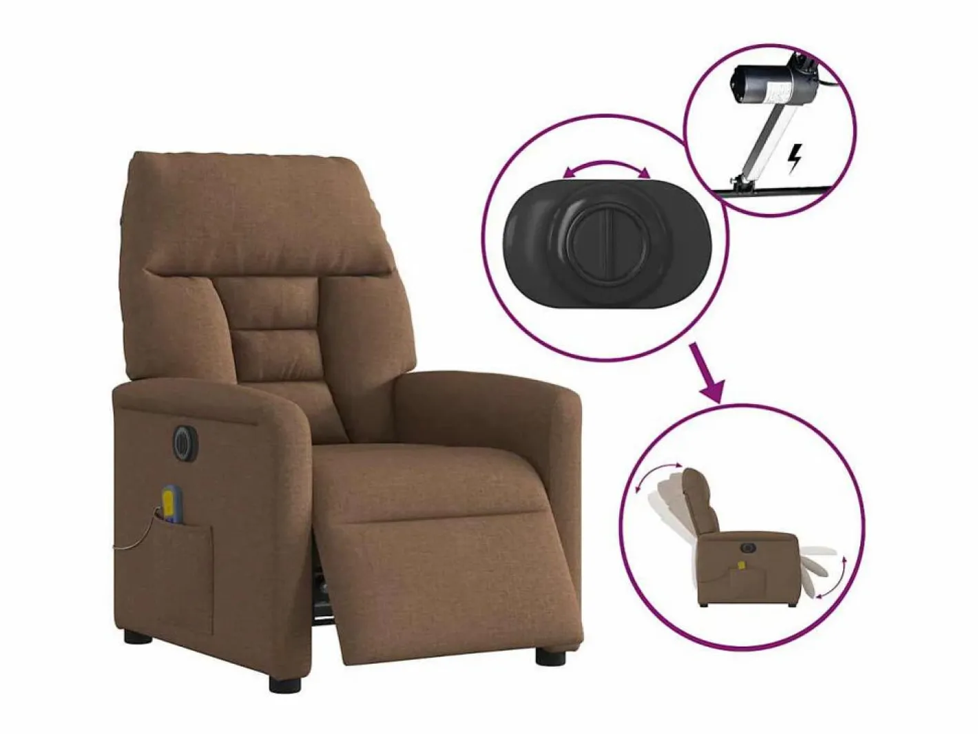 Sillón De Masaje|Sillón de relax | Sillón reclinable de masaje eléctrico tela marrón SHL5106