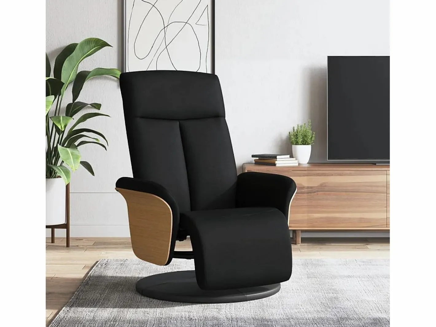 Sillón de relax | Sillón reclinable con reposapiés tela negra SHL5106^ Clearance