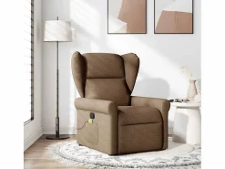 Sillón de relax | Sillón reclinable con masaje de tela marrón SHL2524^ Sale