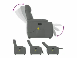 Sillón de relax | Sillón reclinable de masaje eléctrico tela gris oscuro SHL4893 Gris antracita New
