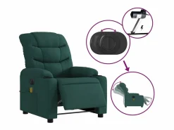 Sillón De Masaje|Sillón de relax | Sillón reclinable de masaje eléctrico tela verde oscuro SHL6654