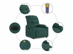 Sillón De Masaje|Sillón de relax | Sillón reclinable de masaje eléctrico tela verde oscuro SHL6654