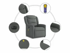 Sillón de relax | Sillón reclinable de masaje eléctrico tela gris oscuro SHL6422 Gris antracita Outlet