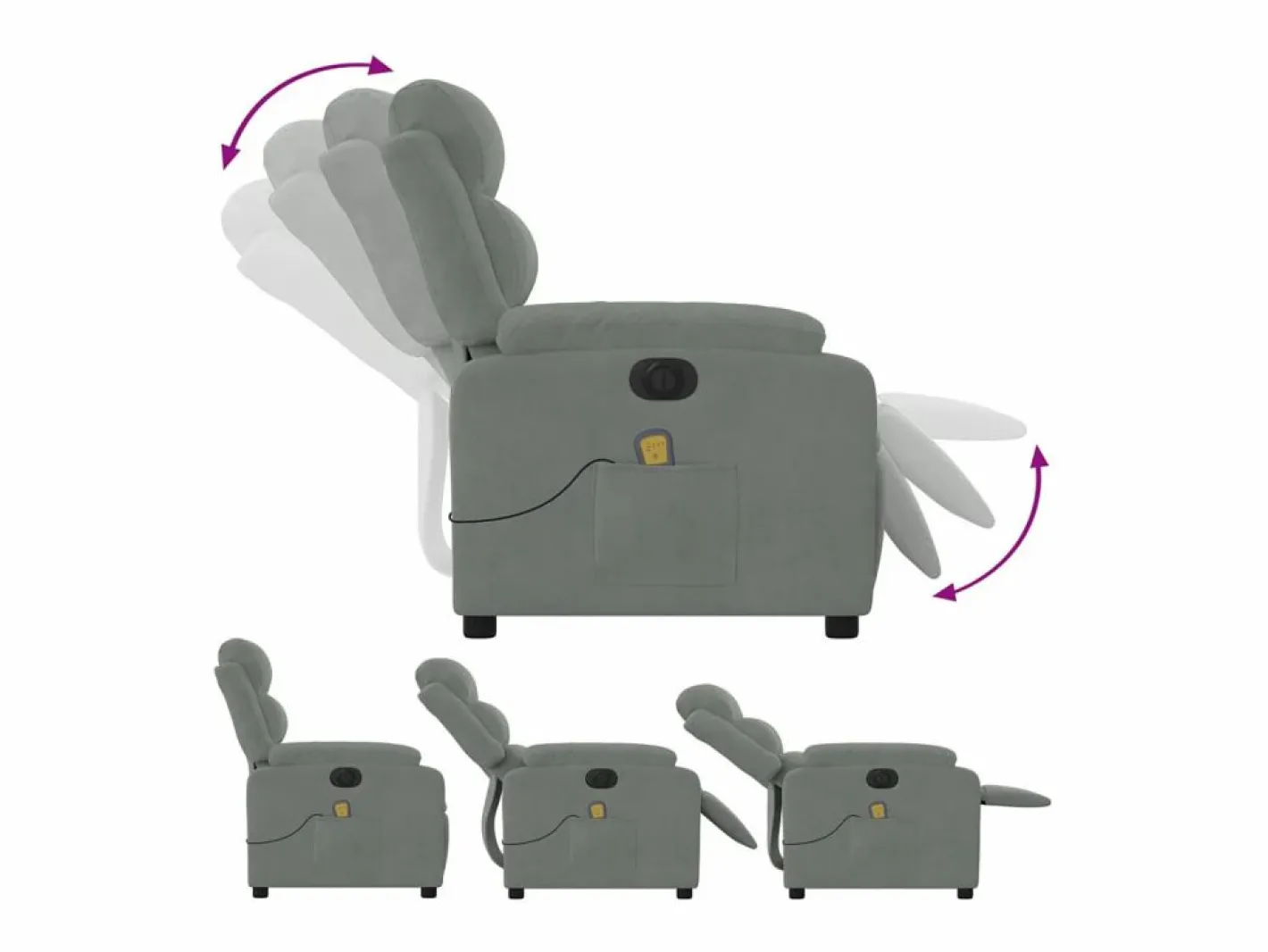 Sillón de relax | Sillón reclinable de masaje eléctrico terciopelo claro SHL5120^ Sale