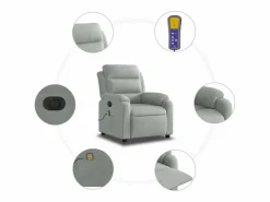 Sillón de relax | Sillón reclinable de masaje eléctrico terciopelo claro SHL5120^ Sale