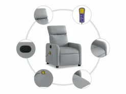 Sillón de relax | Sillón reclinable de masaje de tela claro SHL5109 Gris Sale