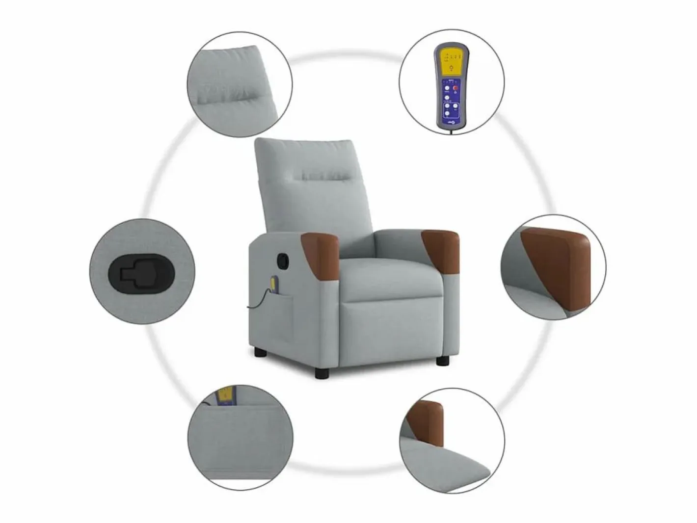 Sillón De Masaje|Sillón de relax | Sillón reclinable de masaje de tela claro SHL4744