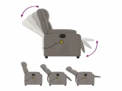 Sillón de relax | Sillón reclinable de masaje eléctrico tela gris taupe SHL5001 Topo Discount