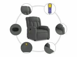 Sillón De Masaje|Sillón de relax | Sillón reclinable de masaje eléctrico tela gris oscuro SHL3826