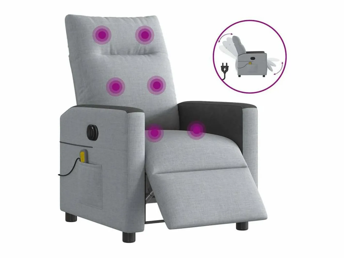Sillón de relax | Sillón reclinable de masaje eléctrico tela claro SHL3741^ Best