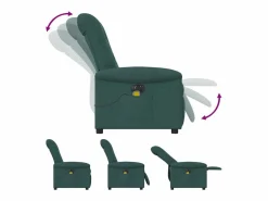 Sillón de relax | Sillón reclinable de masaje eléctrico tela verde oscuro SHL8429^ Best