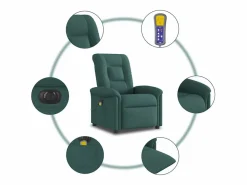Sillón de relax | Sillón reclinable de masaje eléctrico tela verde oscuro SHL8429^ Best