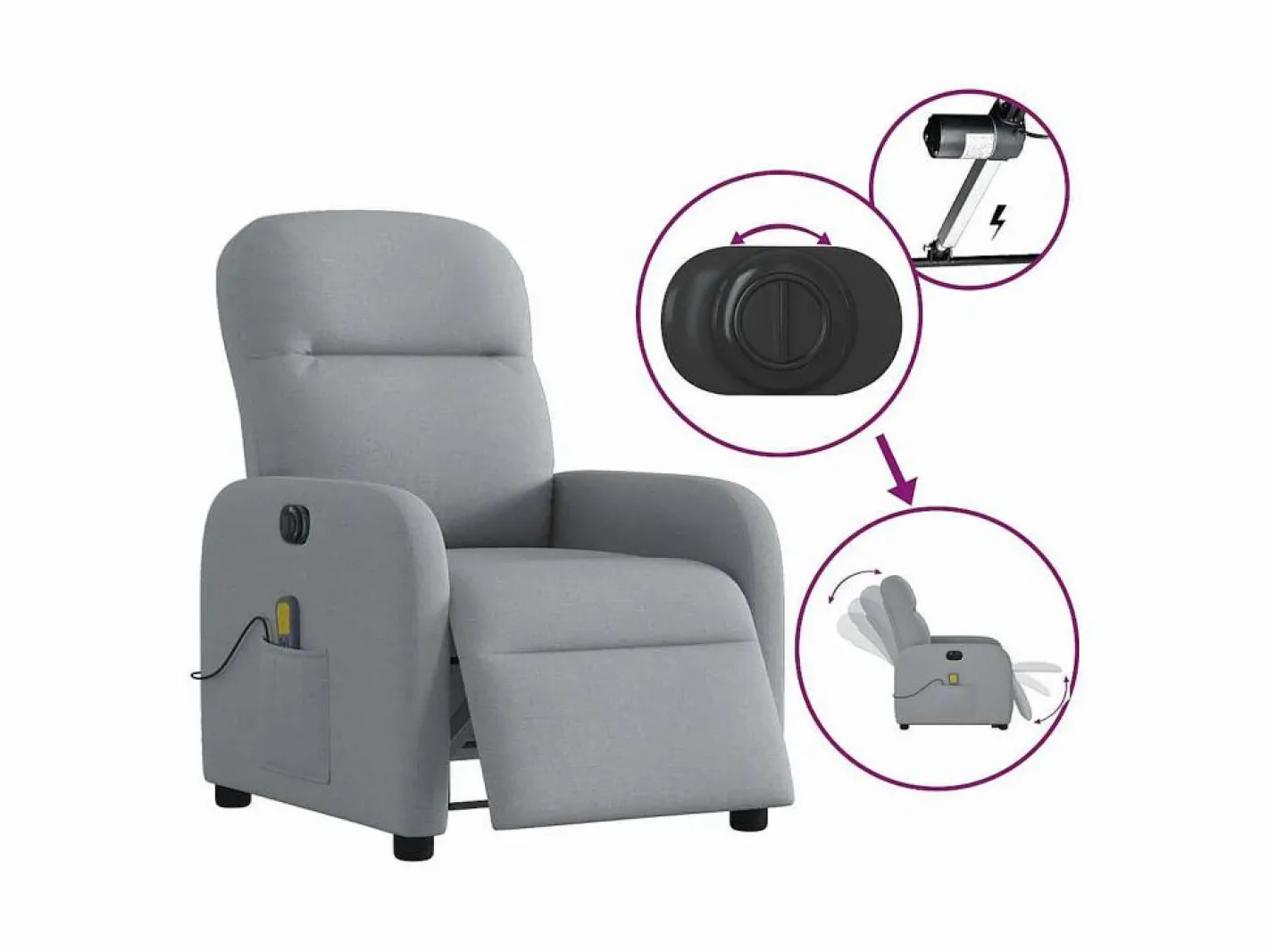 Sillón De Masaje|Sillón de relax | Sillón reclinable de masaje eléctrico tela claro SHL3933