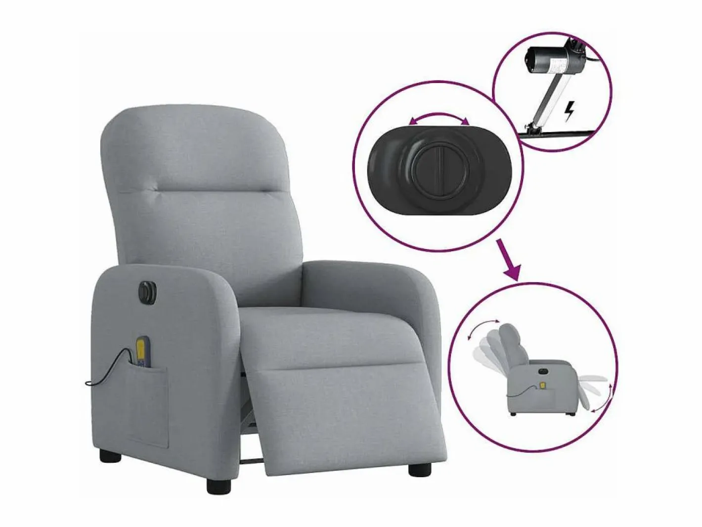 Sillón De Masaje|Sillón de relax | Sillón reclinable de masaje eléctrico tela claro SHL3933