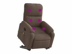 Sillón de relax | Sillón reclinable de masaje elevable tela de microfibra marrón SHL5787 Marru00f3n Outlet