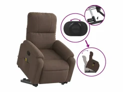 Sillón de relax | Sillón reclinable de masaje elevable tela de microfibra marrón SHL5787 Marru00f3n Outlet