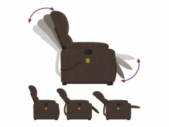 Sillón de relax | Sillón reclinable de masaje elevable tela de microfibra marrón SHL5787 Marru00f3n Outlet