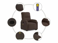 Sillón de relax | Sillón reclinable de masaje elevable tela de microfibra marrón SHL5787 Marru00f3n Outlet