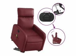 Sillón de relax | Sillón reclinable de masaje de pie cuero artificial tinto SHL8169 Rojo Discount