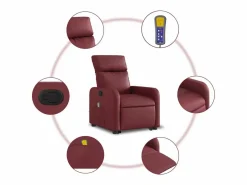 Sillón de relax | Sillón reclinable de masaje de pie cuero artificial tinto SHL8169 Rojo Discount