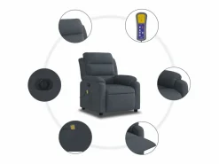 Sillón De Masaje|Sillón de relax | Sillón reclinable de masaje eléctrico terciopelo gris oscuro SHL7399