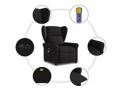 Sillón de relax | Sillón reclinable de masaje eléctrico tela SHL6820 Negro Best