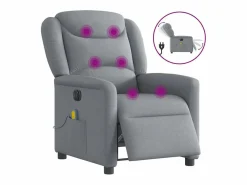 Sillón de relax | Sillón reclinable de masaje eléctrico tela claro SHL8638 Gris Discount