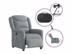 Sillón de relax | Sillón reclinable de masaje eléctrico tela claro SHL8638 Gris Discount