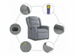 Sillón de relax | Sillón reclinable de masaje eléctrico tela claro SHL8638 Gris Discount