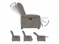 Sillón De Masaje|Sillón de relax | Sillón reclinable de masaje eléctrico tela gris taupe SHL5811