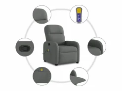 Sillón de relax | Sillón reclinable de masaje de tela gris oscuro SHL7864 Gris antracita Hot