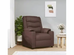 Sillón de relax | Sillón reclinable de cuero sintético marrón SHL6458^ Outlet