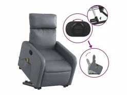 Sillón de relax | Sillón reclinable de masaje de pie cuero artificial SHL6225 Gris Hot