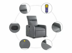 Sillón de relax | Sillón reclinable de masaje de pie cuero artificial SHL6225 Gris Hot