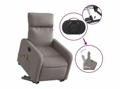 Sillón De Masaje|Sillón de relax | Sillón reclinable de masaje elevable tela gris taupé SHL4808