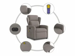 Sillón De Masaje|Sillón de relax | Sillón reclinable de masaje eléctrico tela gris taupe SHL3535