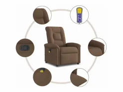 Sillón de relax | Sillón reclinable con masaje de tela marrón SHL7188^ Outlet