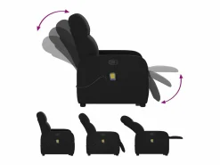 Sillón de relax | Sillón reclinable de masaje elevable tela SHL3036 Negro Sale
