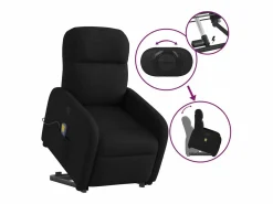 Sillón de relax | Sillón reclinable de masaje elevable tela SHL3036 Negro Sale