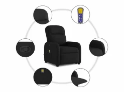 Sillón de relax | Sillón reclinable de masaje elevable tela SHL3036 Negro Sale