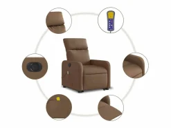 Sillón de salón | Silla | Sillón de masaje eléctrico reclinable elevable tela marrón SHL7849^ Discount