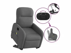 Sillón de salón | Silla | Sillón de masaje eléctrico reclinable elevable tela gris oscuro SHL8828 Gris antracita Hot