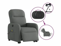 Sillón de salón | Silla | Sillón de masaje eléctrico reclinable elevable tela gris oscuro SHL8828 Gris antracita Hot