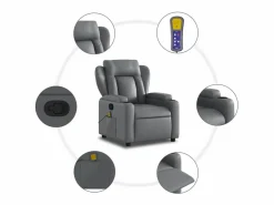 Sillón de salón | Silla | Sillón de masaje reclinable cuero sintético SHL7277 Gris New