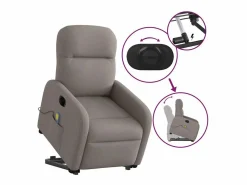 Sillón de salón | Silla | Sillón de masaje eléctrico reclinable elevable tela taupé SHL7158 Topo Sale