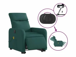 Sillón de salón | Silla | Sillón masaje eléctrico reclinable elevable tela verde oscuro SHL5032 Verde pino Sale