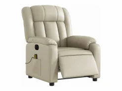 Sillón de salón | Silla | Sillón de masaje reclinable eléctrico cuero sintético SHL5673 Crema New