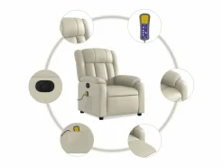 Sillón de salón | Silla | Sillón de masaje reclinable eléctrico cuero sintético SHL5673 Crema New